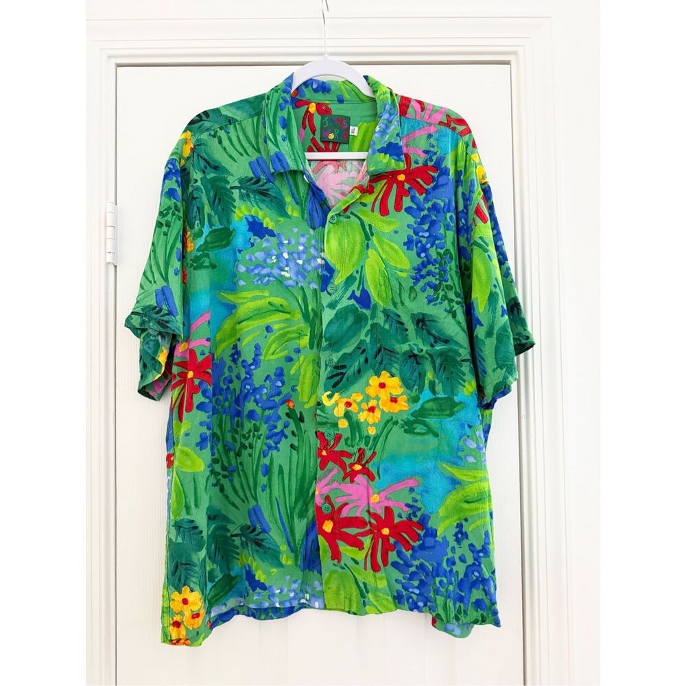 Jams‎ World Multicolor Sea Flower Button Down Hawaiian Retro Shirt XL